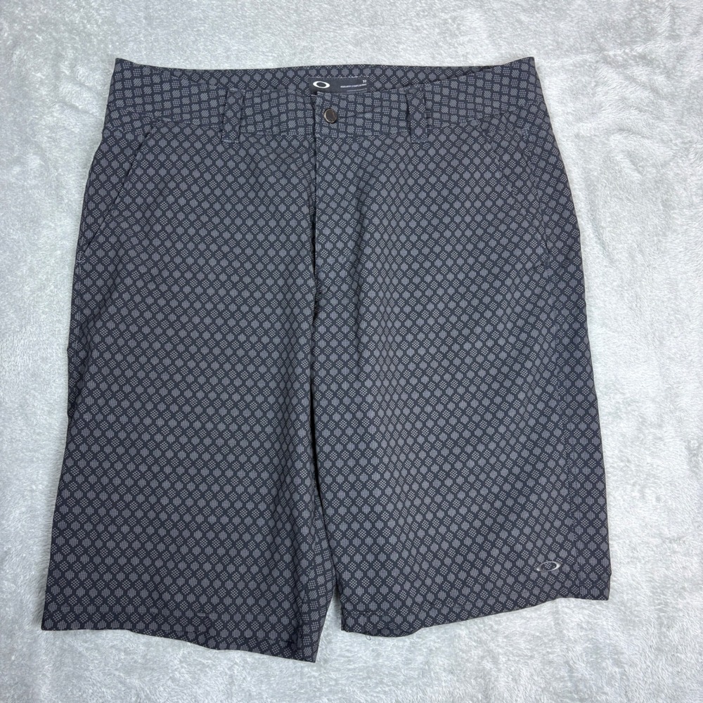 Oakley Shorts Mens 32 Regular Fit Geometric Diamond Hybrid Black Stretch Golf